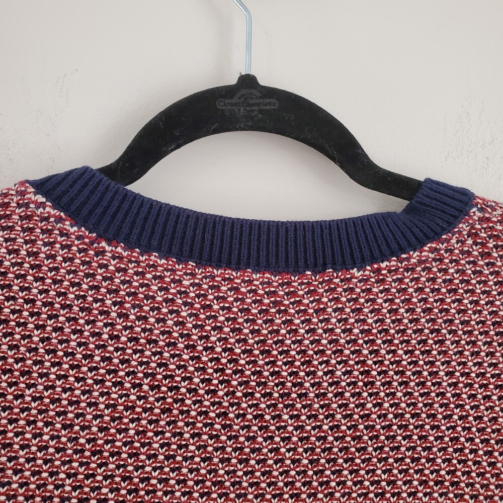 Tommy Hilfiger L 100% Cotton Knit Cardigan Sweater Nautical Stripe Red Navy Gold - Picture 12 of 12